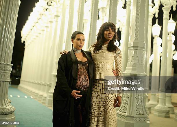 Personality Kim Kardashian West and model Naomi Campbell attend LACMA 2015 Art+Film Gala Honoring James Turrell and Alejandro G Iñárritu, Presented...