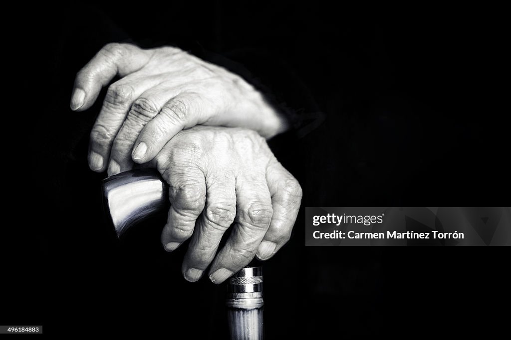 Close up of senior woman's hands