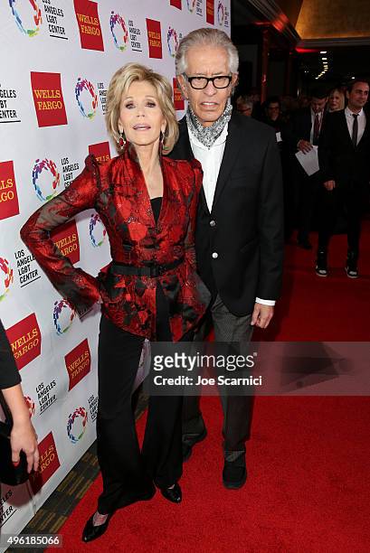Honoree Jane Fonda and music producer Richard Perry arrive at the Los Angeles LGBT Center 46th Anniversary Gala Vanguard Awards at the Hyatt Regency...