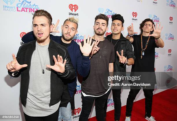 Musicians Juan Pablo, Tomas Slemenson, Hector Rodriguez, Ismael Cano Jr. And Matt Rey of Los 5 attend iHeartRadio Fiesta Latina presented by Sprint...