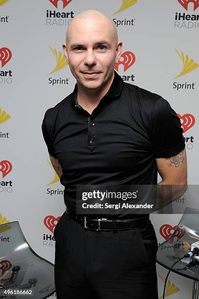 Recording artist Pitbull attends iHeartRadio Fiesta Latina presented by Sprint at American Airlines Arena on November 7, 2015 in Miami, Florida.