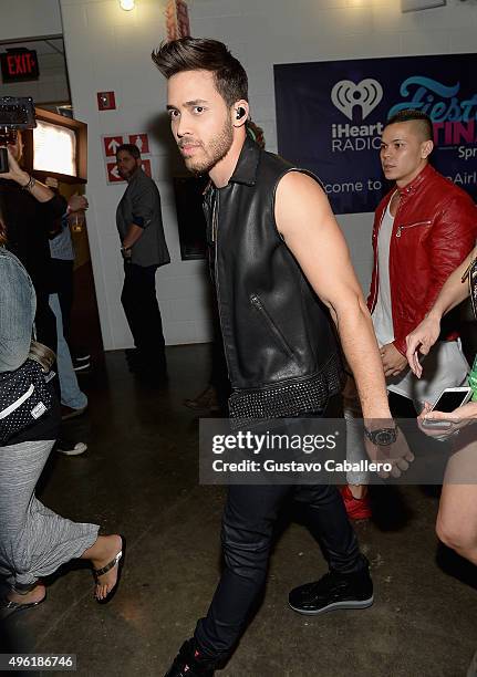 Prince Royce attends iHeartRadio Fiesta Latina presented by Sprint at American Airlines Arena on November 7, 2015 in Miami, Florida.