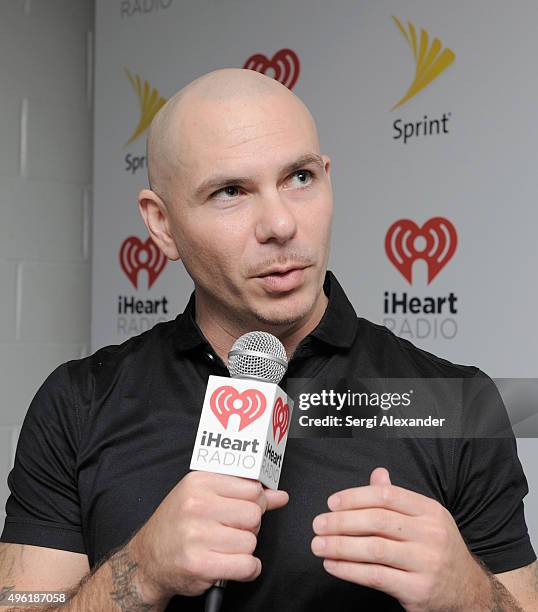 Pitbull attends iHeartRadio Fiesta Latina presented by Sprint at American Airlines Arena on November 7, 2015 in Miami, Florida.