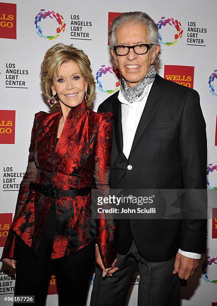 Honoree Jane Fonda and music producer Richard Perry arrive at the Los Angeles LGBT Center 46th Anniversary Gala Vanguard Awards at the Hyatt Regency...