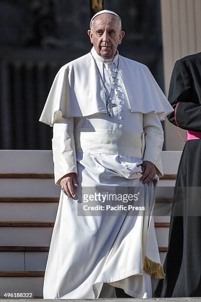 Pope Francis attends an audience with the Italian National Social Security Institute's workers in St. Peter's Square at the Vatican. Pope Francis on...