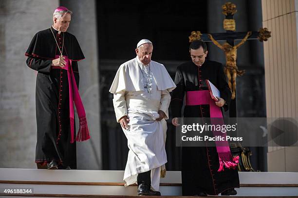 Pope Francis attends an audience with the Italian National Social Security Institute's workers in St. Peter's Square at the Vatican. Pope Francis on...