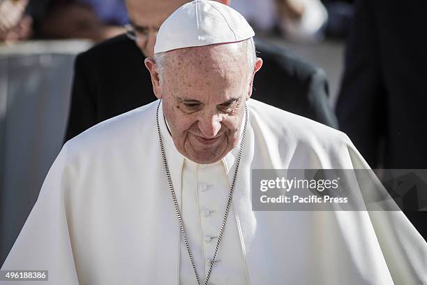 Pope Francis attends an audience with the Italian National Social Security Institute's workers in St. Peter's Square at the Vatican. Pope Francis on...