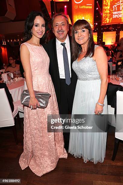 Wolfgang Stumph and his wife Christine and his daughter Stephanie Stumph during the German Sports Media Ball at Alte Oper on November 7, 2015 in...