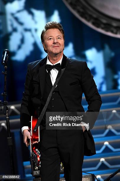 Guitarist Brian Setzer performs during the CMA 2015 Country Christmas on November 7, 2015 in Nashville, Tennessee.