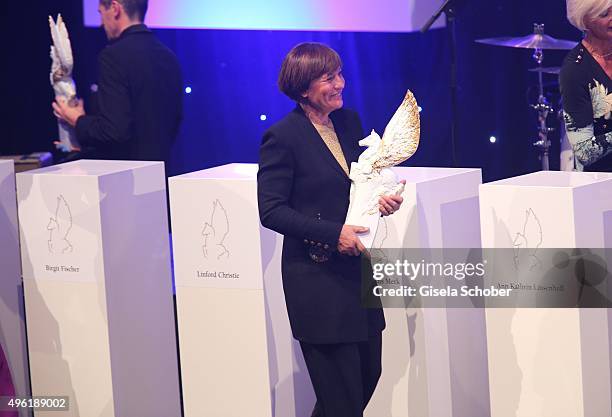 Rosi Mittermaier with Meissen Pegasos Award during the German Sports Media Ball at Alte Oper on November 7, 2015 in Frankfurt am Main, Germany.