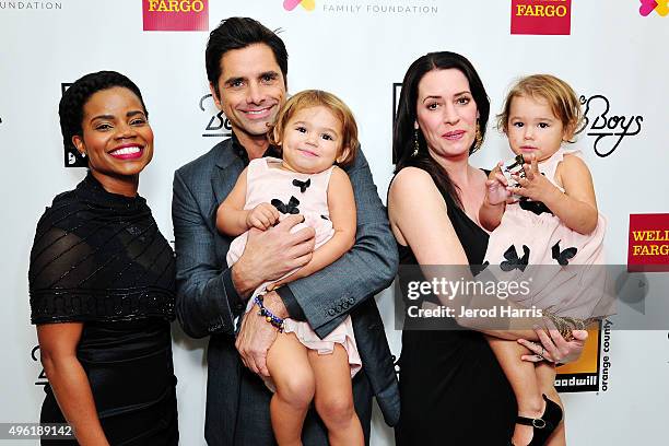 Kelly Jenrette, John Sstamos, Emelia Golfieri, Paget Brewster and Layla Golfieri attend the 2nd Annual Goodwill Gala at Laguna Cliffs Marriott on...