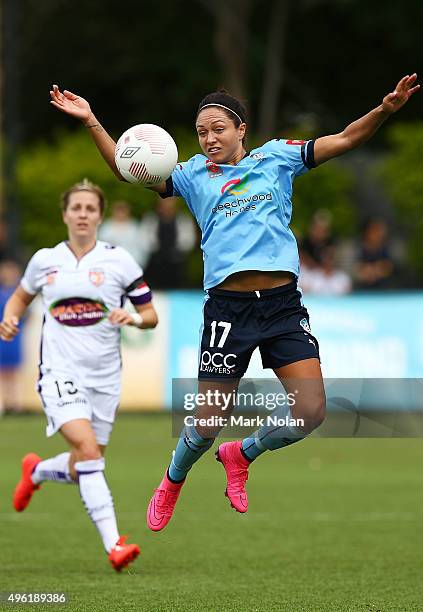 Kyah Simon of Sydney in action during the round four W-League match between Sydney FC and Perth Glory at Lambert Park on November 8, 2015 in Sydney,...