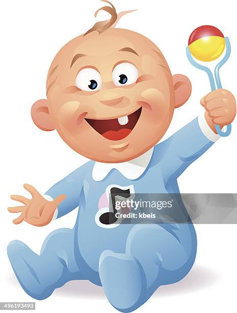 baby mit rassel - toy rattle stock-grafiken, -clipart, -cartoons und -symbole