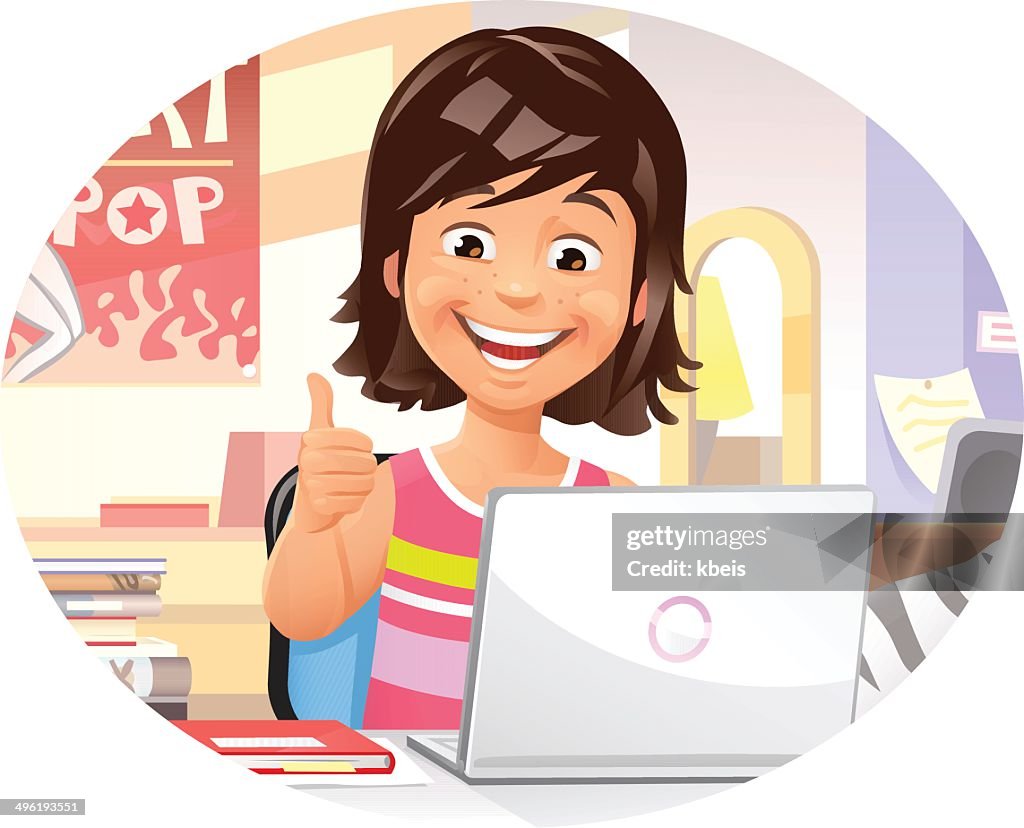 Young Girl Using Laptop