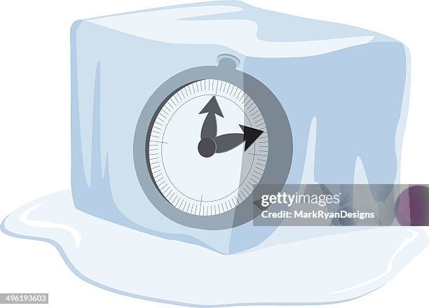 stockillustraties, clipart, cartoons en iconen met frozen click - stop watch