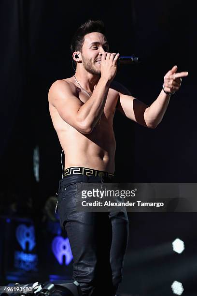 Singer Prince Royce performs onstage at iHeartRadio Fiesta Latina presented by Sprint at American Airlines Arena on November 7, 2015 in Miami,...