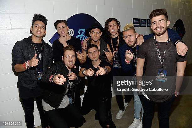 Los 5 and Grupo Treo attend iHeartRadio Fiesta Latina presented by Sprint at American Airlines Arena on November 7, 2015 in Miami, Florida.