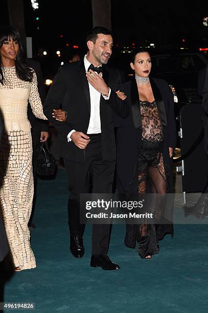 Model Naomi Campbell, Designer Riccardo Tisci and TV personality Kim Kardashian attend LACMA 2015 Art+Film Gala Honoring James Turrell and Alejandro...