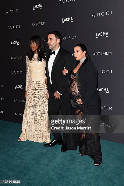 Model Naomi Campbell, Designer Riccardo Tisci and TV personality Kim Kardashian attend LACMA 2015 Art+Film Gala Honoring James Turrell and Alejandro...