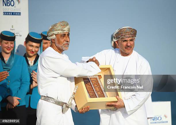 Mohammed bin Mafoodh Al Ardhi, Chairman of NBO presents a gift to Chief Guest His Highness Sayyid Shihab Bin Tariq Al Said, Advisor to His Majesty...