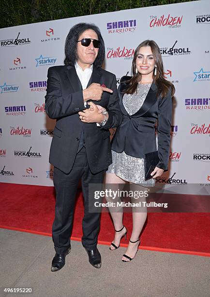 Musician Gene Simmons of KISS and daughter Sophie Simmons attend the First Annual Gala for The Children Matter.NGO on November 7, 2015 in Beverly...