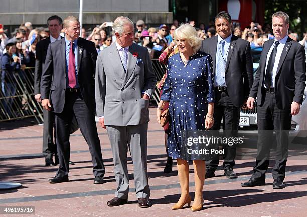 Prince Charles, Prince of Wales and Camilla, Duchess of Cornwall greet fans during a walk around Aotea Square on November 8, 2015 in Auckland, New...