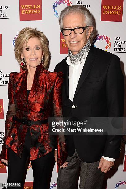 Actress Jane Fonda and record producer Richard Perry attend the 46th Anniversary Gala Vanguard Awards at the Hyatt Regency Century Plaza on November...