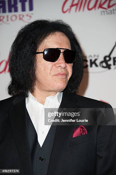 Bass guitarist Gene Simmons arrives at the The Children Matter NGO 1st Annual Gala on November 7, 2015 in Beverly Hills, California.