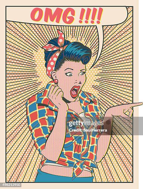 oh my god omg - girl pop art illustration stock illustrations