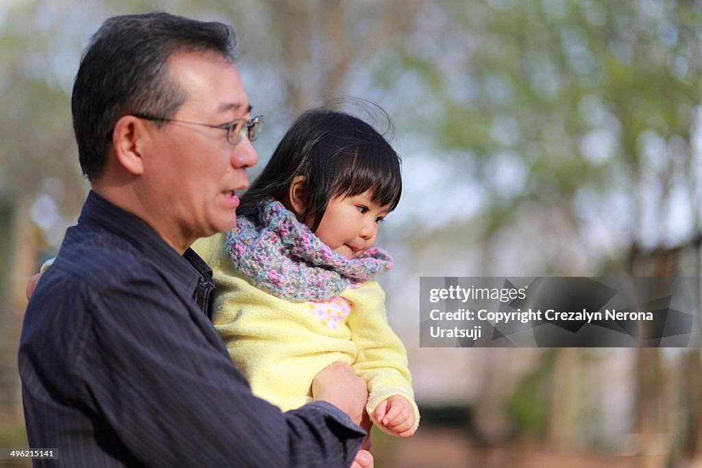 Close up of father and child