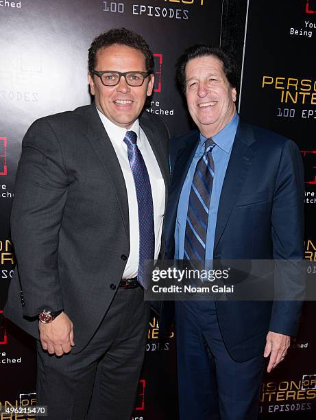 Actor Kevin Chapman and Chief Executive of Warner Brothers Television Peter Roth attends "Person Of Interest" 100th episode celebration event at 230...