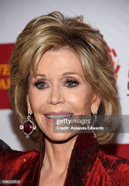 Actress Jane Fonda arrives at the 46th Anniversary Gala Vanguard Awards at the Hyatt Regency Century Plaza on November 7, 2015 in Los Angeles,...