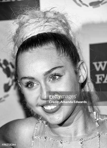 Singer Miley Cyrus arrives at the 46th Anniversary Gala Vanguard Awards at the Hyatt Regency Century Plaza on November 7, 2015 in Los Angeles,...