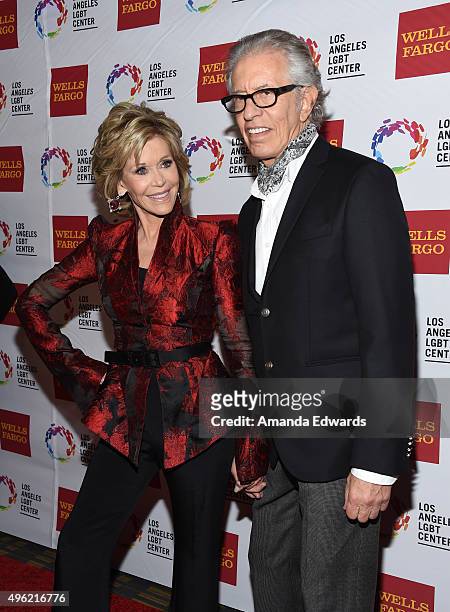 Actress Jane Fonda and music producer Richard Perry arrive at the 46th Anniversary Gala Vanguard Awards at the Hyatt Regency Century Plaza on...
