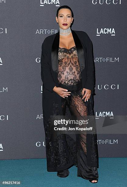 Kim Kardashian attends the LACMA Art + Film Gala honoring Alejandro Gonzalez Iarritu and James Turrell and presented by Gucci at LACMA on November 7,...