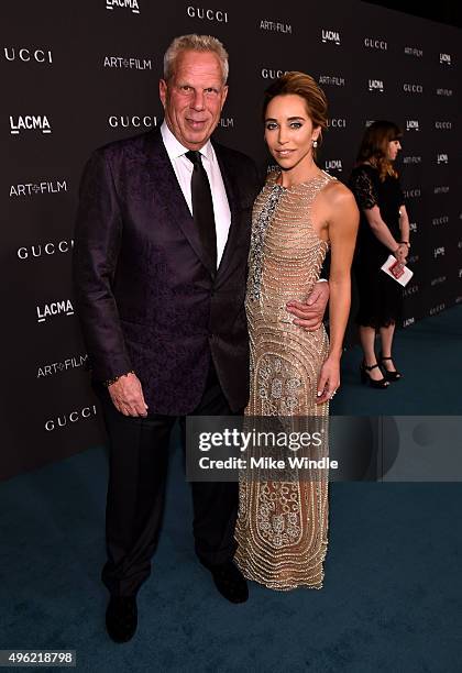 Trustee Steve Tisch and Katia Francesconi attend LACMA 2015 Art+Film Gala Honoring James Turrell and Alejandro G Iñárritu, Presented by Gucci at...