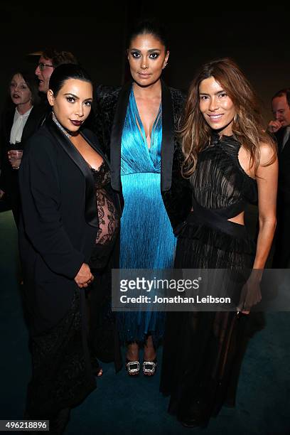 Personality Kim Kardashian West, designer Rachel Roy, and Veronica Smiley attend LACMA 2015 Art+Film Gala Honoring James Turrell and Alejandro G...