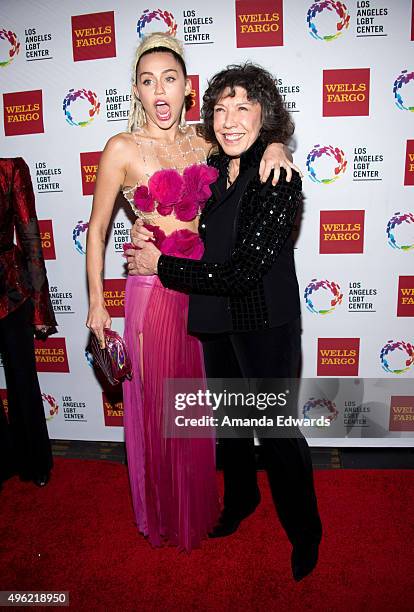 Singer Miley Cyrus and actress Lily Tomlin arrive at the 46th Anniversary Gala Vanguard Awards at the Hyatt Regency Century Plaza on November 7, 2015...