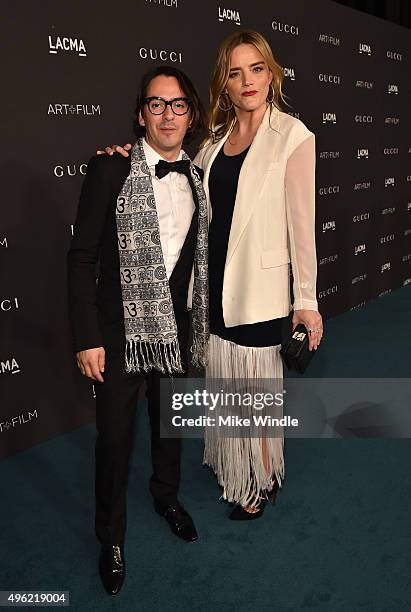 Musician Dhani Harrison and guest attend LACMA 2015 Art+Film Gala Honoring James Turrell and Alejandro G Iñárritu, Presented by Gucci at LACMA on...