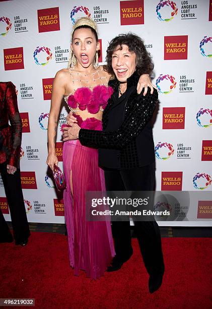 Singer Miley Cyrus and actress Lily Tomlin arrive at the 46th Anniversary Gala Vanguard Awards at the Hyatt Regency Century Plaza on November 7, 2015...