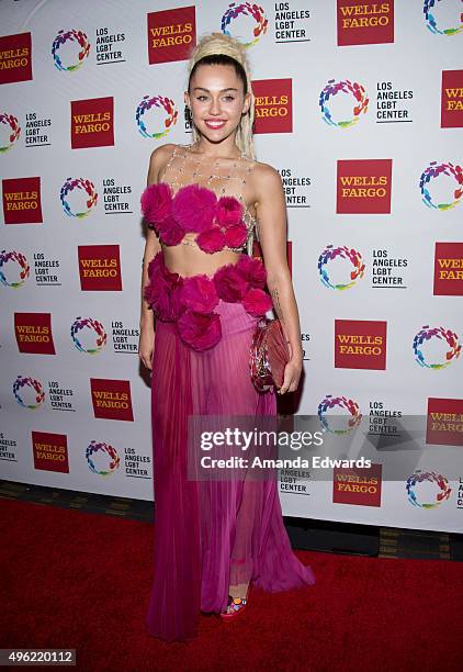 Singer Miley Cyrus arrives at the 46th Anniversary Gala Vanguard Awards at the Hyatt Regency Century Plaza on November 7, 2015 in Los Angeles,...