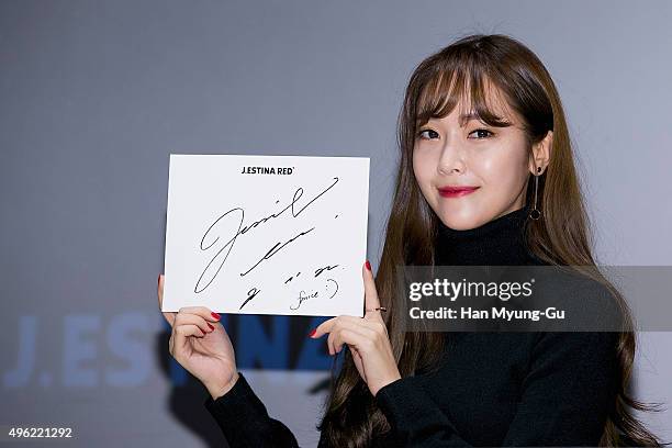 Former member of Girl's Generation Jessica attends the autograph session for 'J.ESTINA RED' at CGV on November 7, 2015 in Seoul, South Korea.