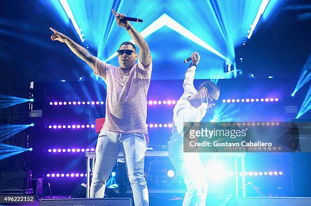 Baby Rasta y Gringo perform onstage at the iHeartRadio Fiesta Latina pre-show presented by Sprint at Bayfront Park Amphitheater on November 7, 2015...