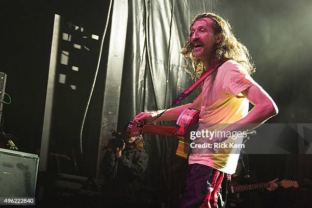 Musician/vocalist Eugene Hütz of Gogol Bordello performs onstage during Day 2 of Fun Fun Fun Fest at Auditorium Shores on November 7, 2015 in Austin,...