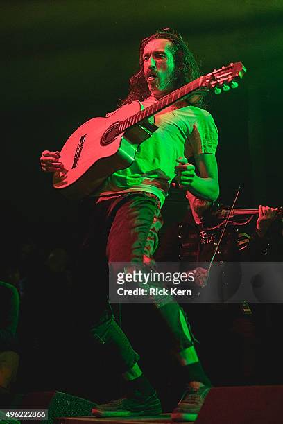 Musician/vocalist Eugene Hütz of Gogol Bordello performs onstage during Day 2 of Fun Fun Fun Fest at Auditorium Shores on November 7, 2015 in Austin,...