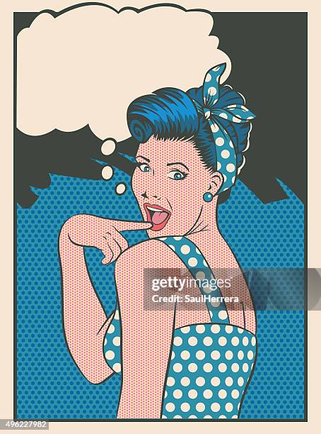 überrascht pinup girl - unbehaglich stock-grafiken, -clipart, -cartoons und -symbole