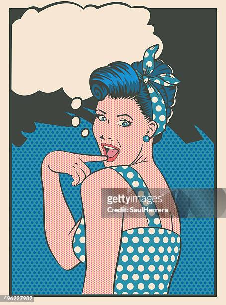 surprised pinup girl - uncomfortable stock illustrations