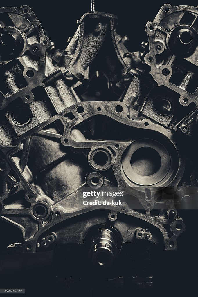 V8 Car Engine Close-Up