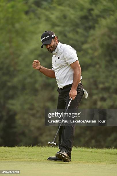 Chiragh kumar of India plays a shot during round four of the Panasonic Open India at Delhi Golf Club on November 8, 2015 in New Delhi, India.