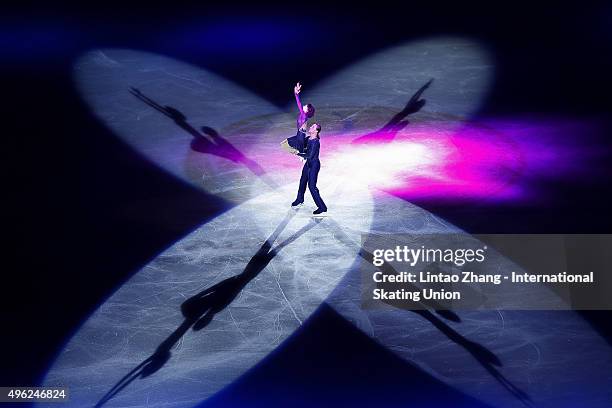 Yuko Kavaguti and Alexander Smirnov of Russia perform during the Exhibition Program on day three of Audi Cup of China ISU Grand Prix of Figure...